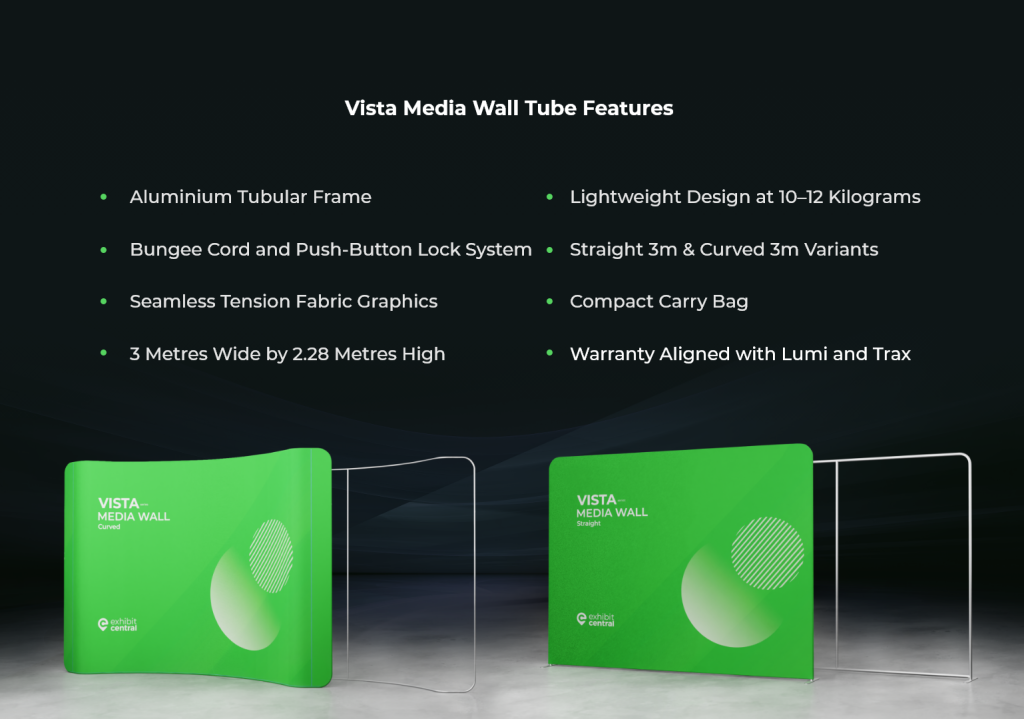 Features and Benefits That Define the Vista Media Wall Tube image by exhibitcentral.com.au